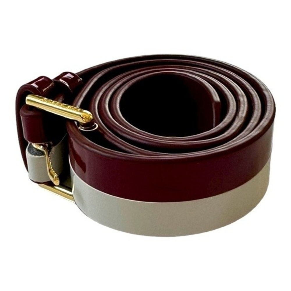 Ted Baker Women's Belt Size 1 White Burgundy Color Block Vegan Leather NWOT - Picture 2 of 5